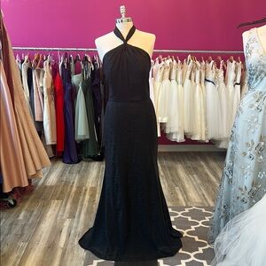 Elegant Black Halter Evening Gown